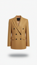 Wool-Blend Double-Breasted Blazer in Gold Sand
